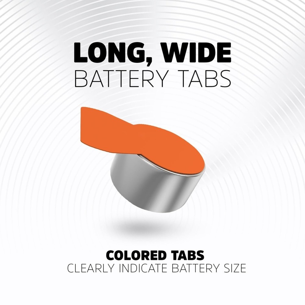 Energizer Hearing Aid Batteries Size 13, Orange Tab, 24 Pack