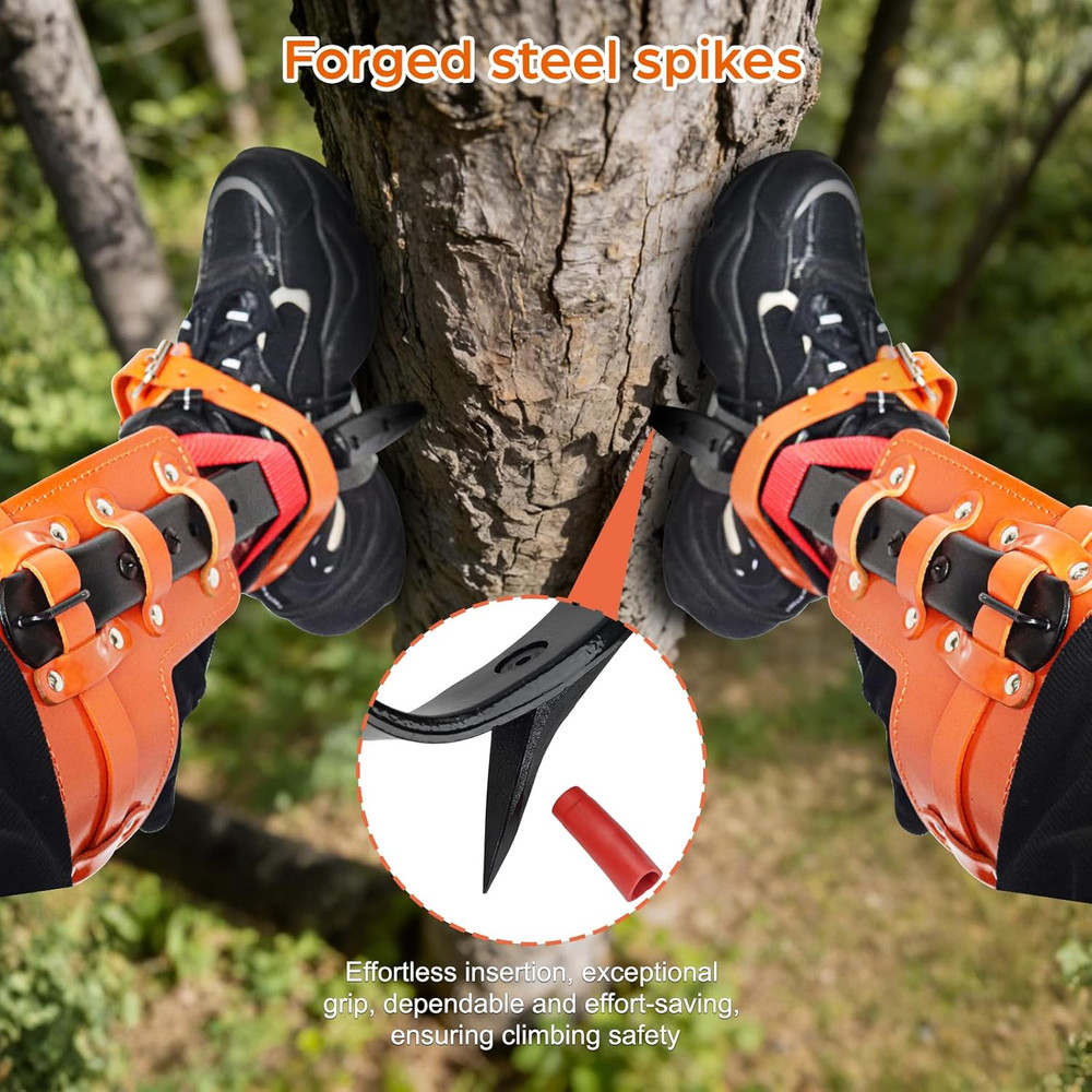 Tree Climbing Spikes Set, Tree Climbing Gear with Adjustable, 350Lbs Load Capaci