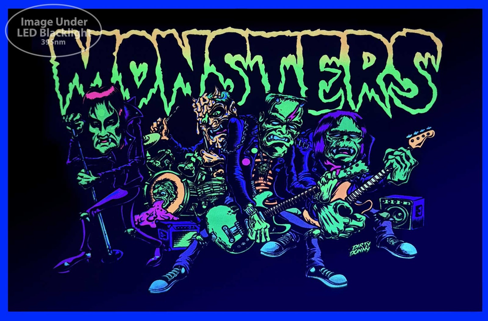 Monster Rock by Dirty Donny Flocked Blacklight Poster - 35" x 23"