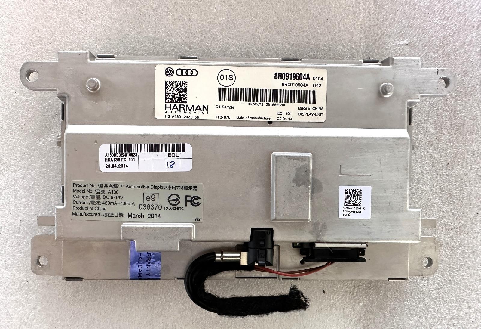 2013-2016 Audi A4 A5 S4 S5 Q5 Info Navigation Display 8R0919604A OEM Used