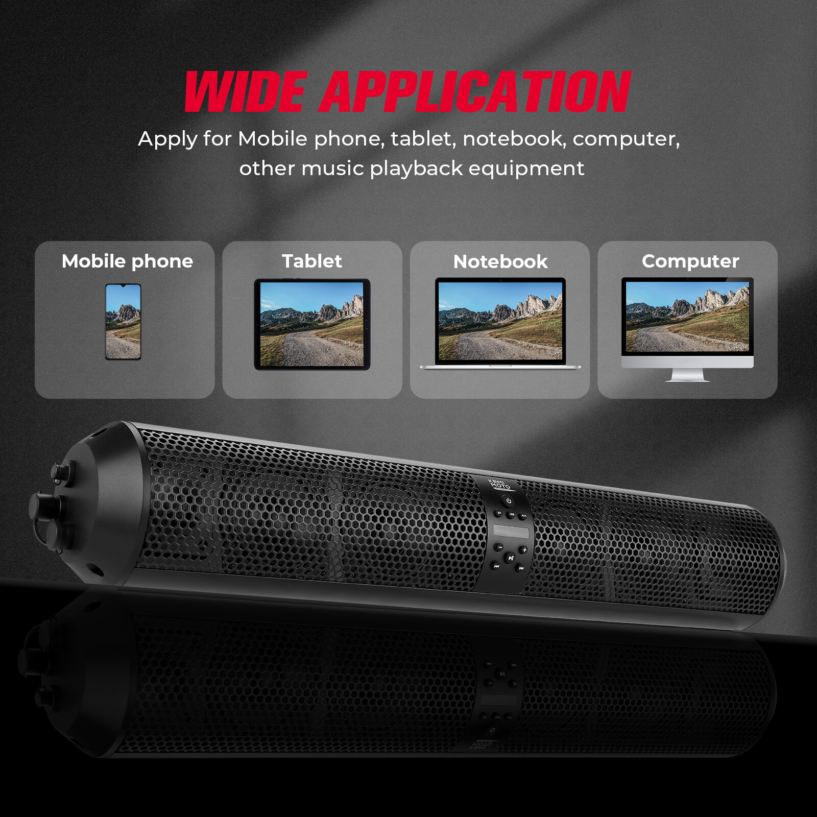 KEMIMOTO 28 In UTV Soundbar Bluetooth 2X Tweeter 4X Subwoofer Sound Bar Wireless