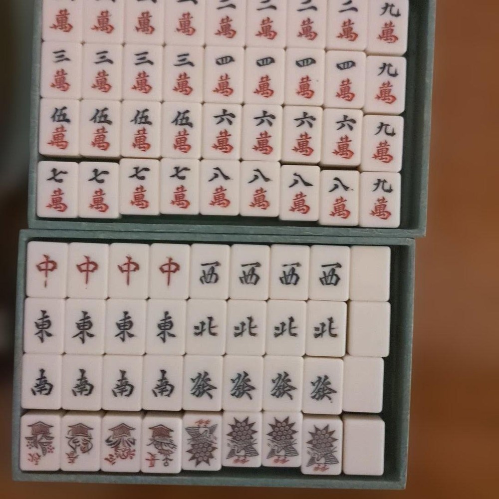 Mahjong tile set black plastic case included