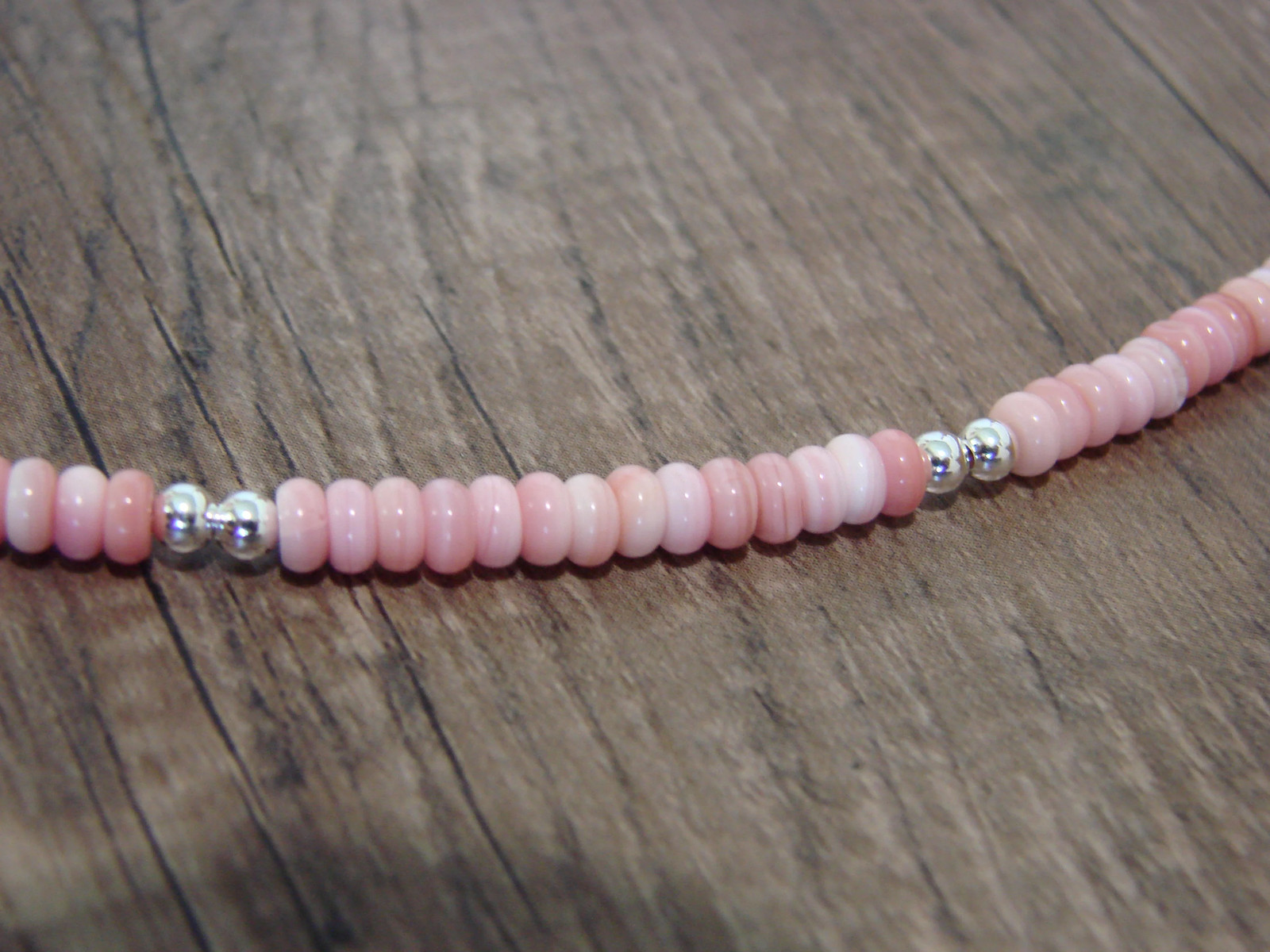 Native American 18" Sterling Silver & Pink Conch Necklace by Joe