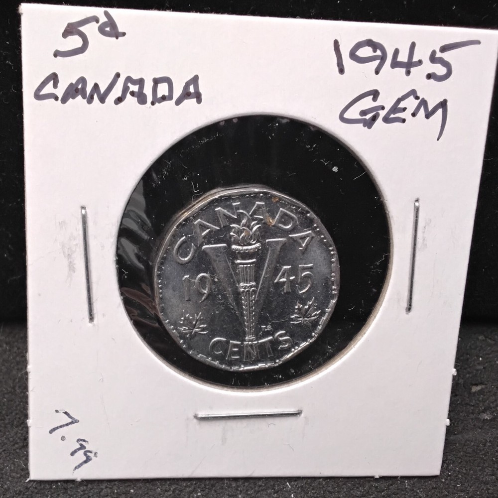 1945 CANADA FIVE CENTS - GEM  - PC70