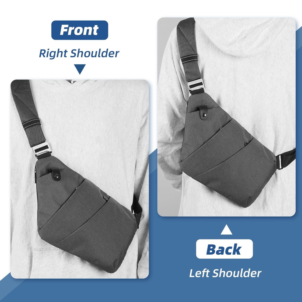 VADOO Sling Bag - Anti-theft Crossbody One Size, Basic Version-dark Grey