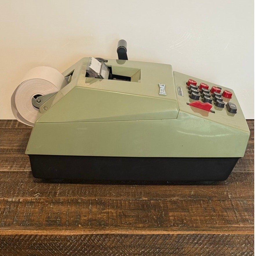 Hermes Precisa 109-7 Pristine Fully Operational Adding Machine Rare Collectors