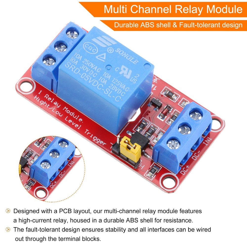 6 Pcs DC 5V 1 Channel Relay Module High or Low Level Trigger for Electronics