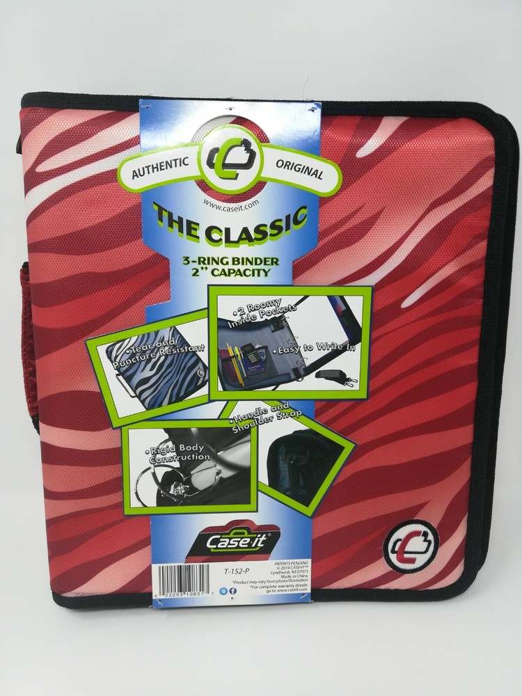 Case It The Classic 3 Ring Binder 2" Capacity Red Stripes Handle New