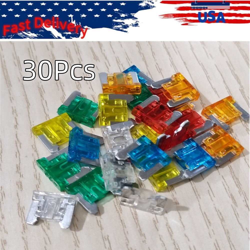 30PCS Micro Blade Fuse Assorted Kit Mixed Low Profile Mini Car Van Auto 5A-30A