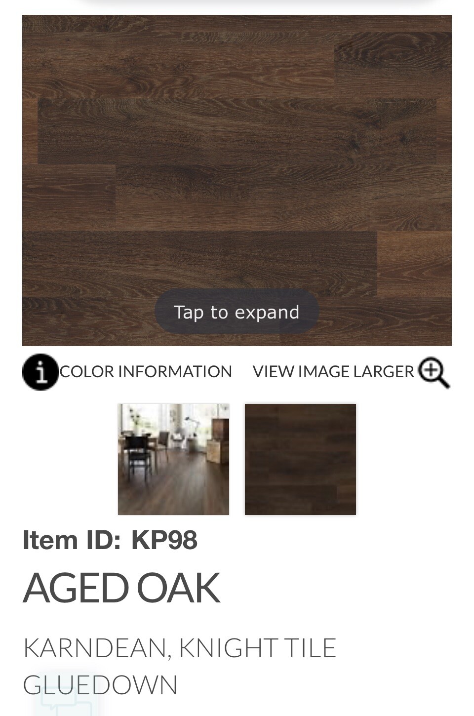 Karndean LVT KP98 Aged Oak Approximately 180 sqft