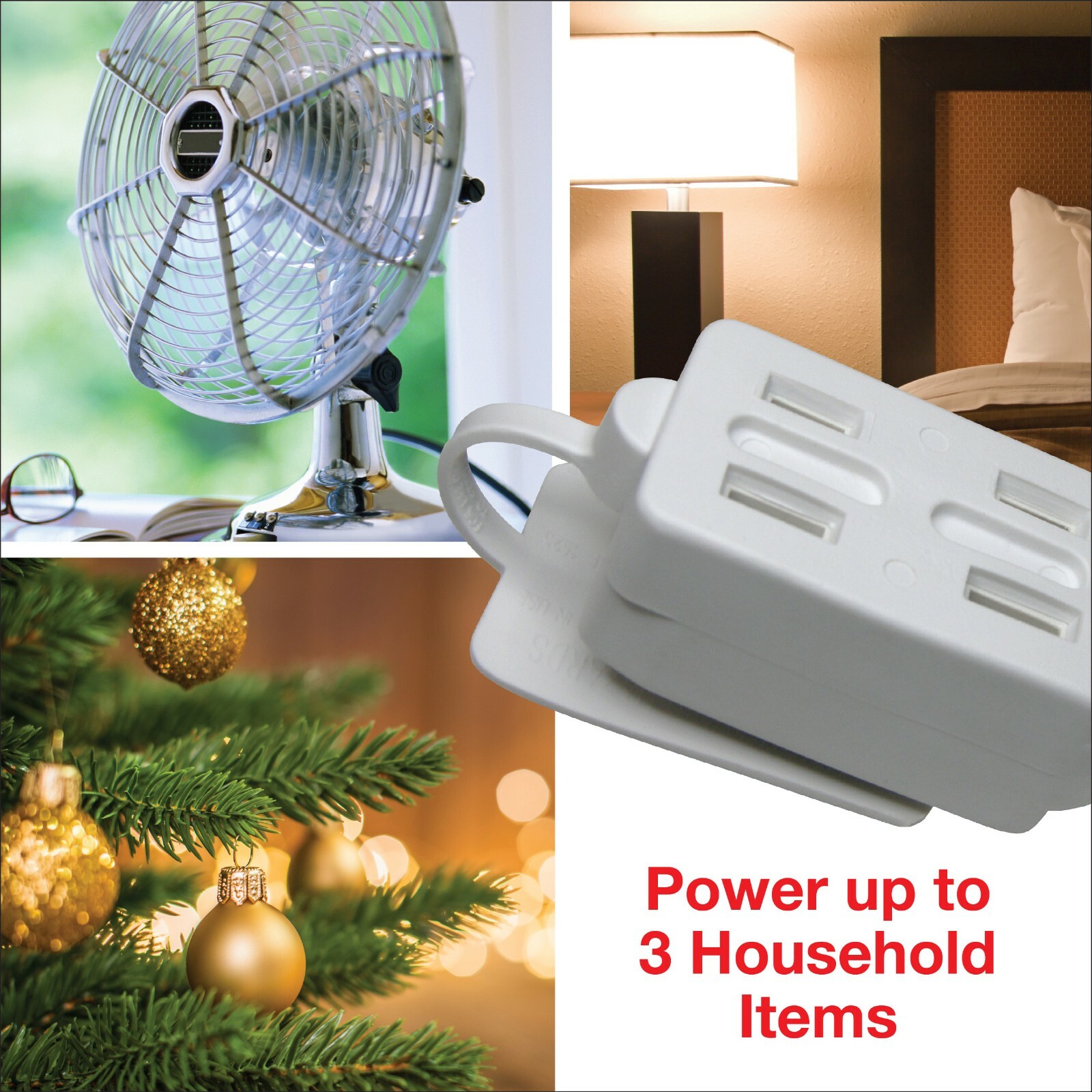 CP (2-Pack) 15ft 16/2 SPT-2 3-Outlet Indoor Extension Cord White, CP10034X2