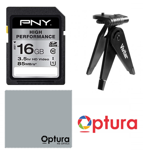 16GB High Performance Class 10 U1 SDHC Flash Memory Card +MINI TRIPOD