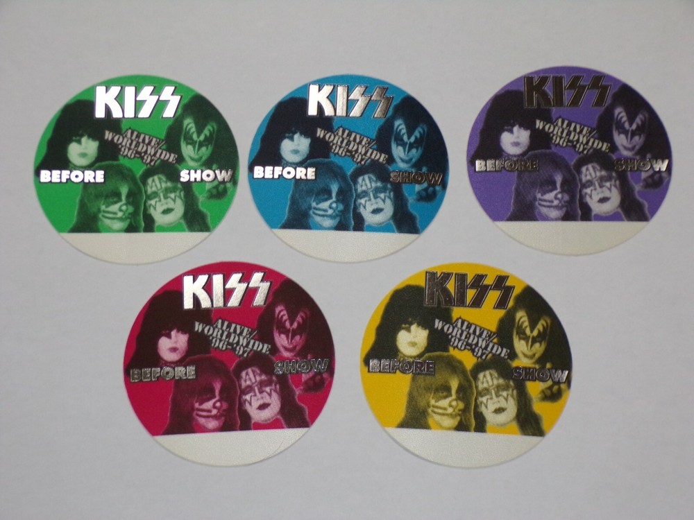 KISS Pass Set Satin x5 BEFORE SHOW Alive Worldwide Reunion Tour Vintage Kiss