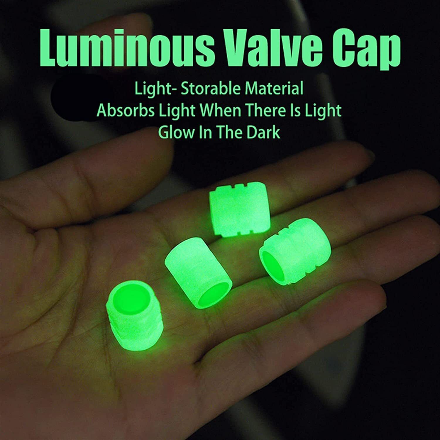 8Pcs Car Tire Caps Glow in The Dark Tire Valve Caps Glowing Tire Valve Stem Caps