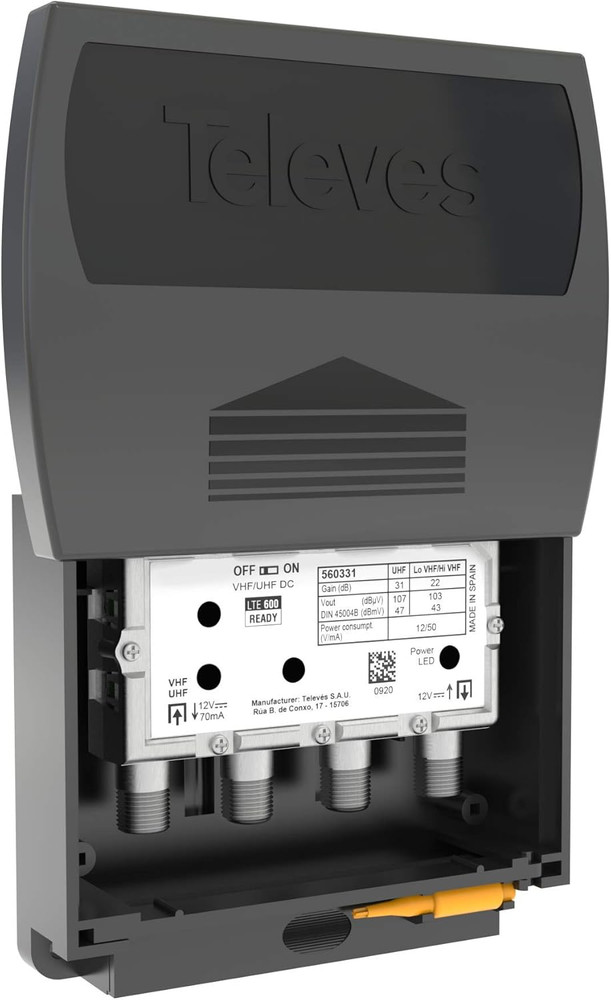 560383 Tforce Mast Preamplifier – Single Input, Automatic Gain Control, Full Ban