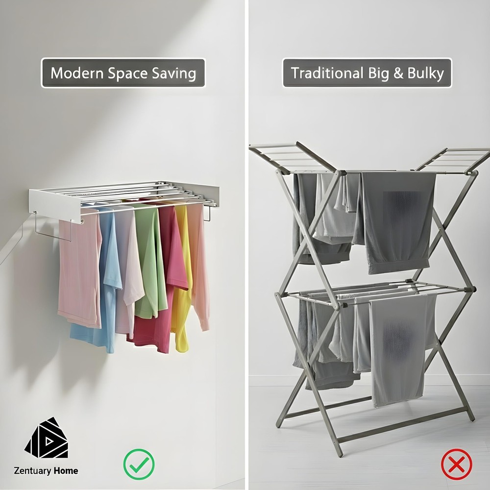 Wall Mounted Clothes Drying Rack Space-Saving Laundry Dryer for Clothing