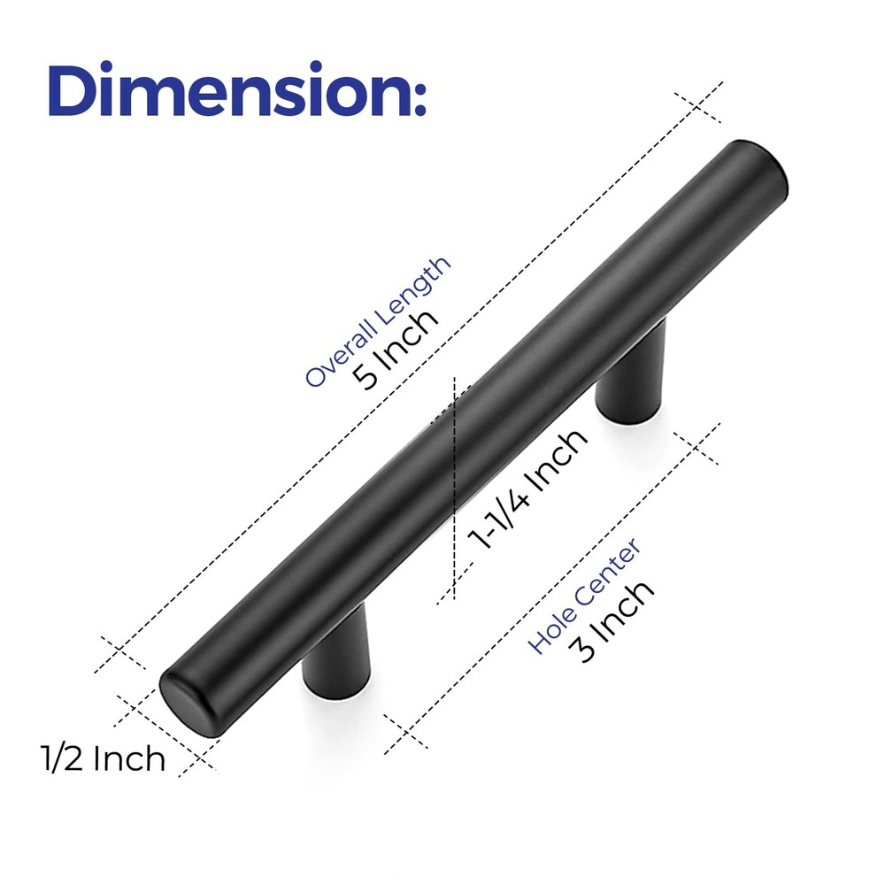 60 Pack | 5'' Cabinet Pulls Matte Black Stainless Steel Kitchen Drawer Pulls ...