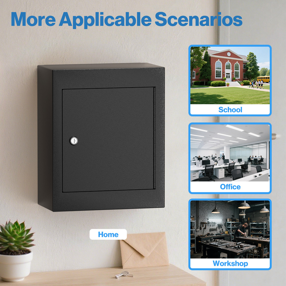 Through The Wall Key Drop Box with Adjustable Chute, Locking Rainproof Mailbox