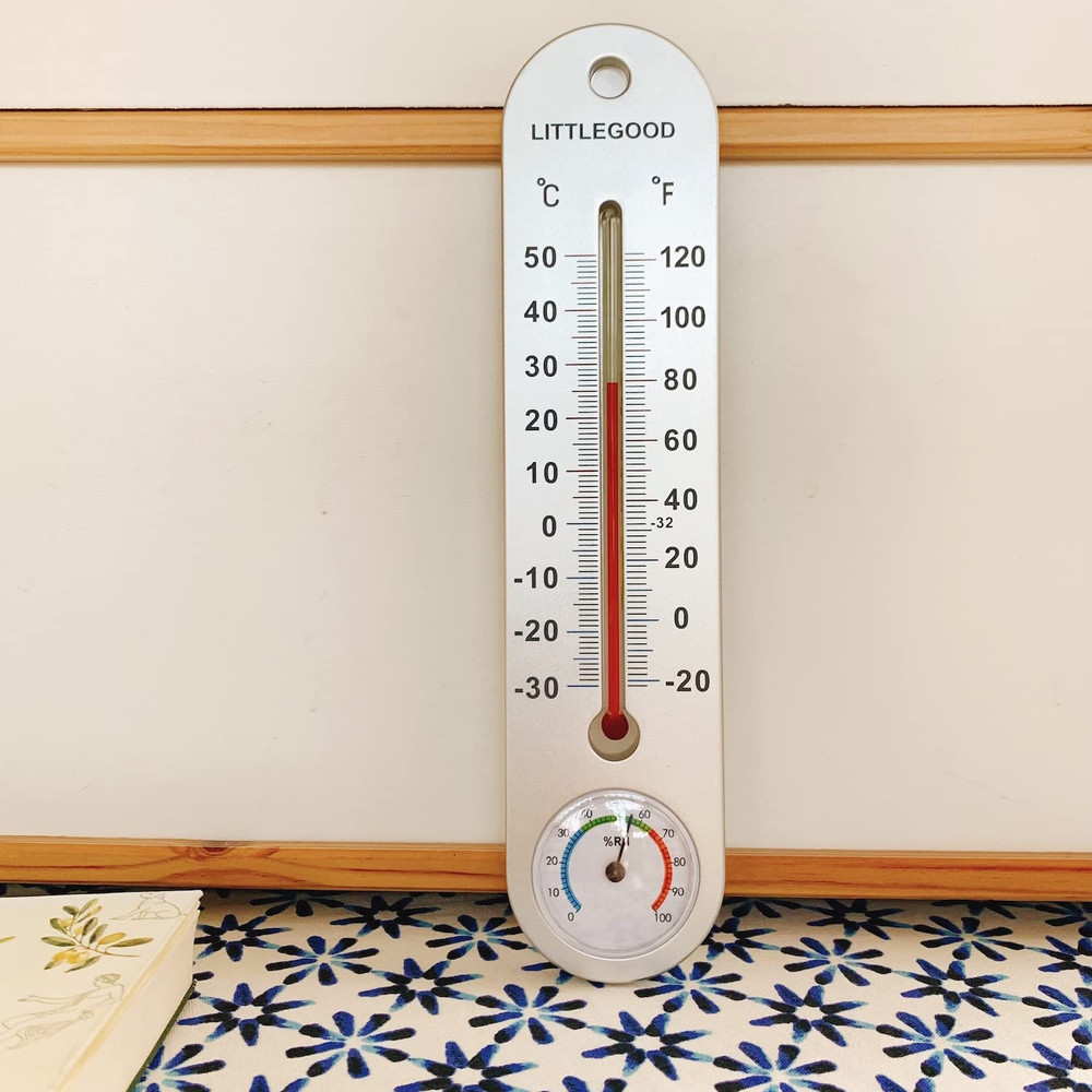 Vertical Indoor Thermometer & Hygrometer - 9.8 Inch Wall Mounted, Temperature &