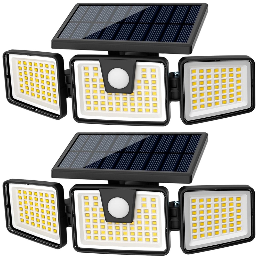 High Brightness Solar LED Security Lights - Waterproof Motion Sensor, 800 Lumens