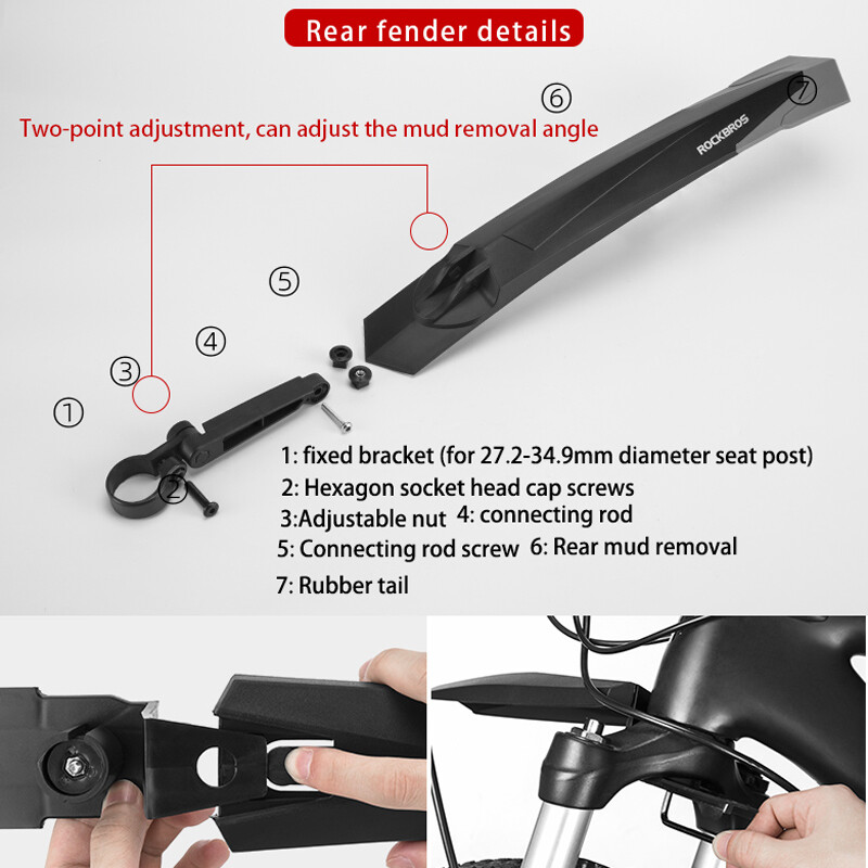ROCKBROS Bike Fender Front & Rear Set Adjustable Bicycle Mudguard