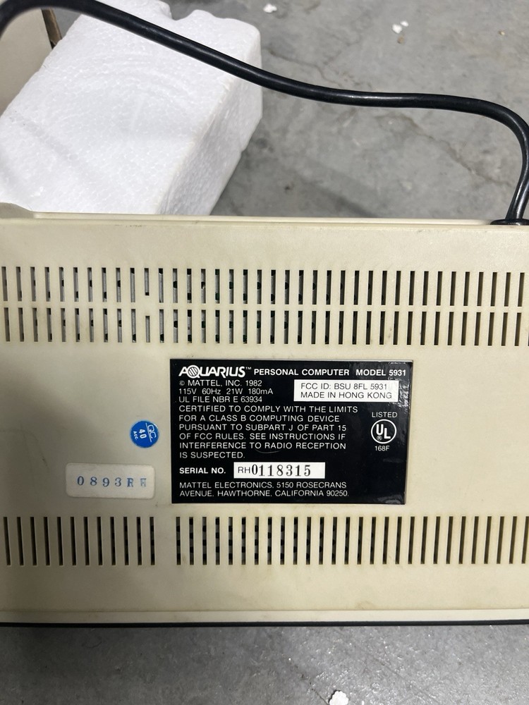 Aquarius Computer System Mattel 1983 #5931 UNTESTED Box Inserts Manual + MORE