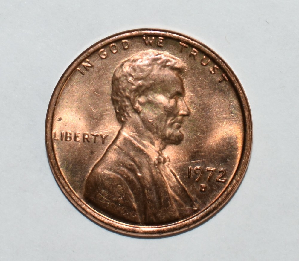 1972 D Lincoln Memorial Penny with Errors High Mint State Red