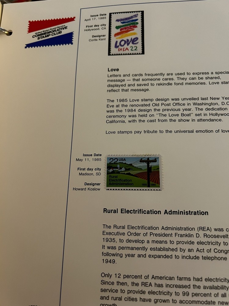 USPS Commemorative Stamp Club Binder W/ 23 Sheets Of Stamps