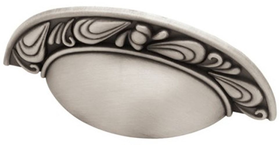 3" Paisley Cup Pull Brushed Satin Pewter