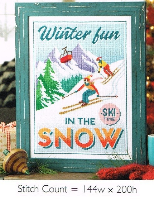 SKI TIME POSTER  CROSS STITCH  PATTERN  ONLY    #902