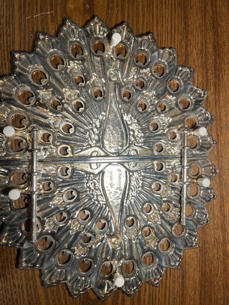 Art Deco Silverplated Zinc PEACOCK TRIVET Godinger, Expandable with Original Box