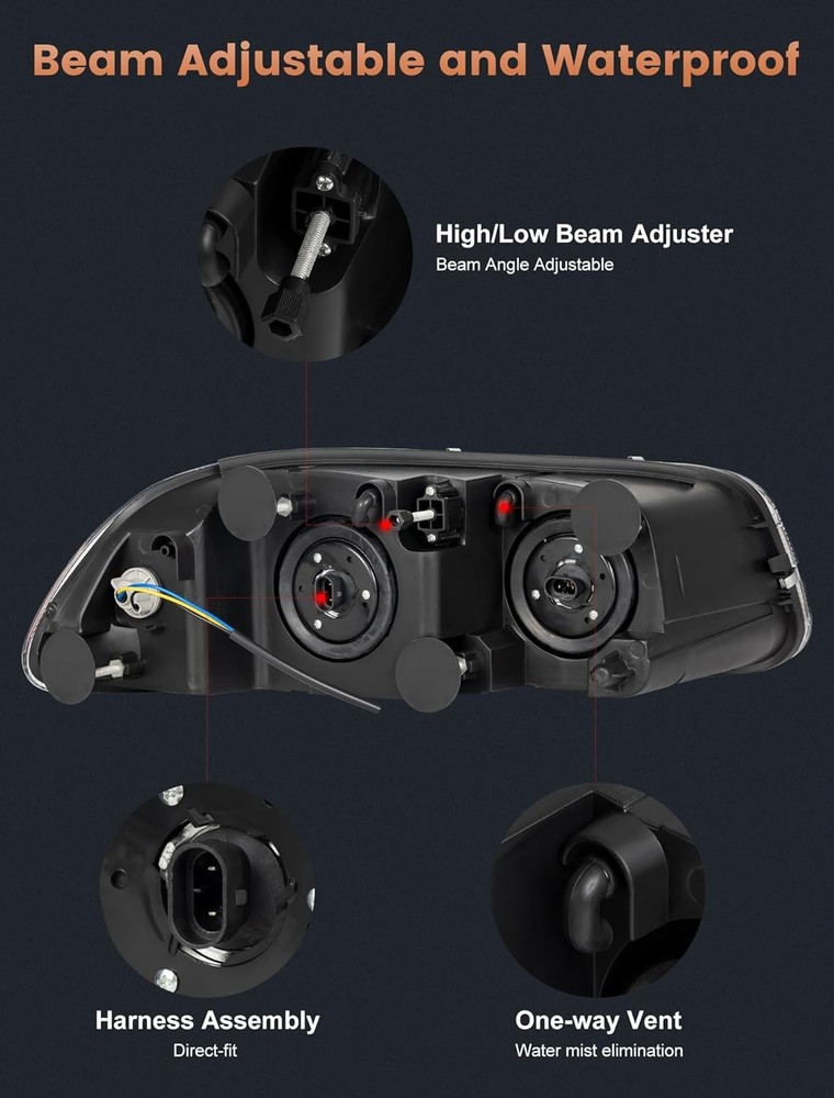 Mack Headlight Assembly Vision Granite Black