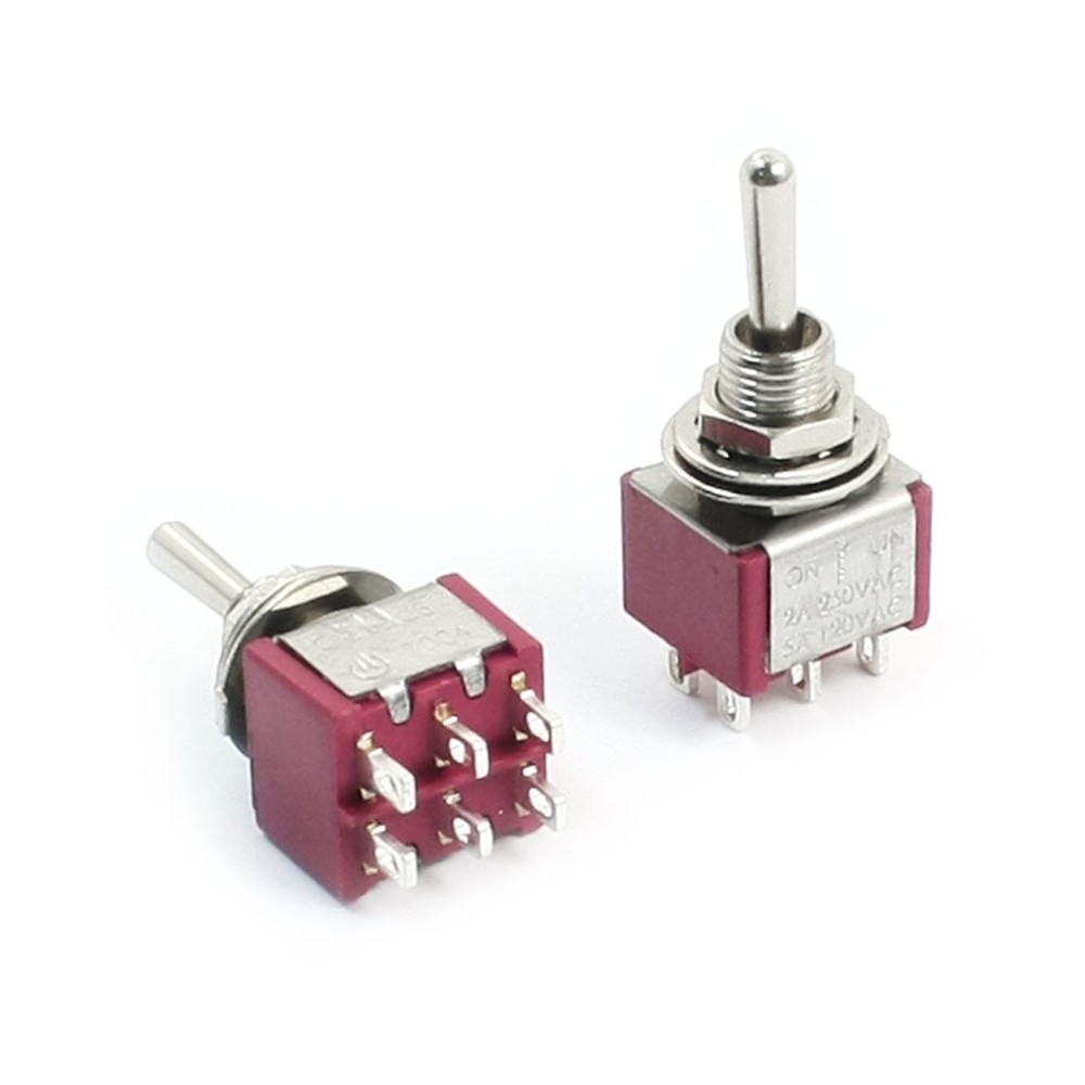 2x Light Switch Switch Lever 3 Position 6pin DPDT Momentary