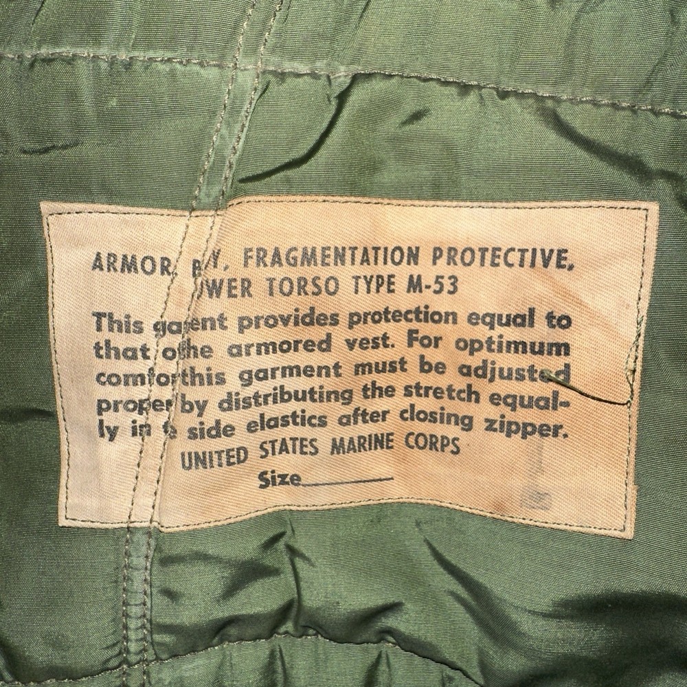 Vintage USMC M-53 Fragmentation Protective Lower Torso Panel Korean War