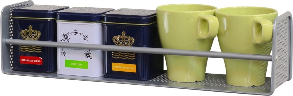 Wall Mounted Spice Rack, Silver, Set of 2