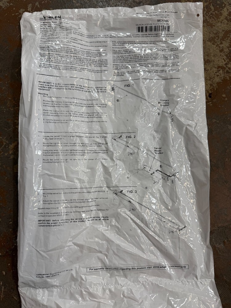 Whelen Micron Licencse Plate Bracket
