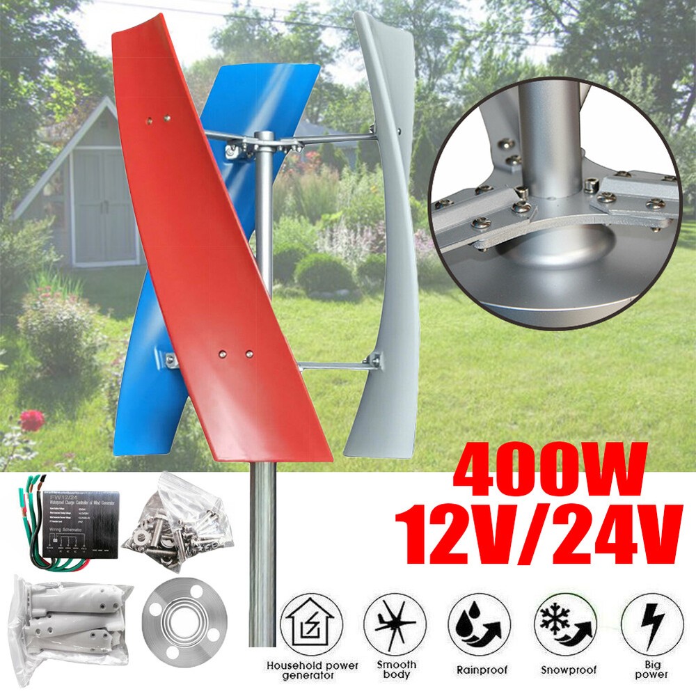 400W Wind Power Turbine Generator Vertical Wind Generator 3 Blades + Controller