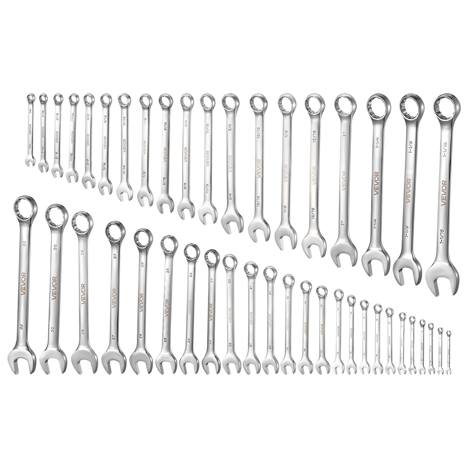 VEVOR Combination Wrench Set Box End Open End Combination Wrenches 44-Piece