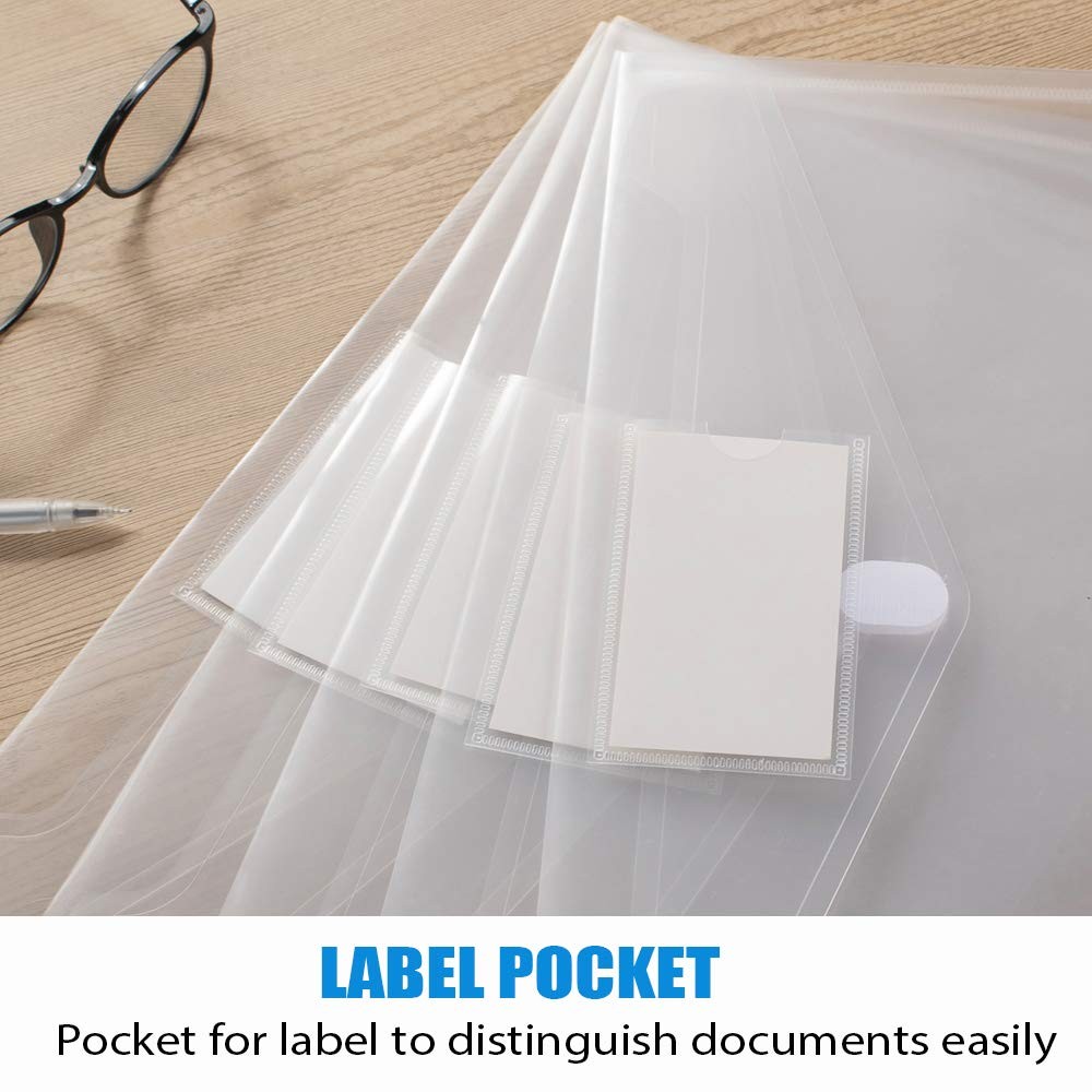 10 Transparent Document Envelopes with Snap Closure for Easy Organization