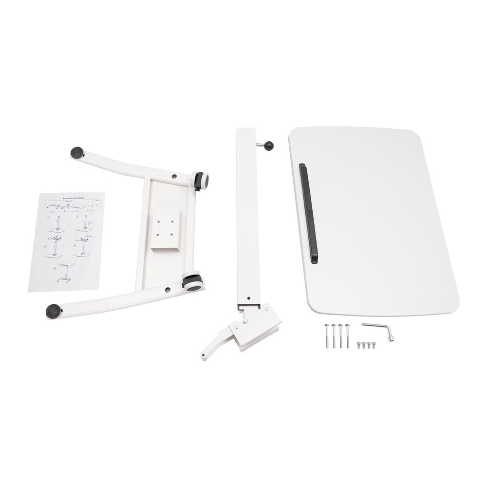 Adjustable Rolling Desk Rolling Podium Desk Standing Lifting Computer Desk White