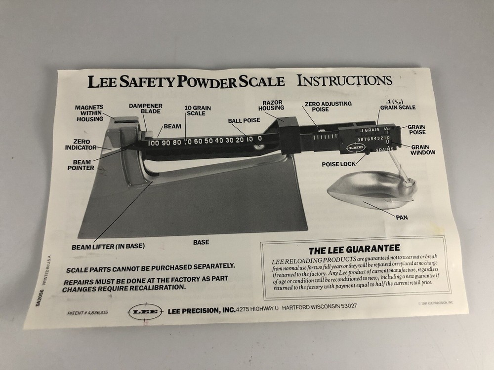 Lee Safety Powder Scale - 90681 At.51
