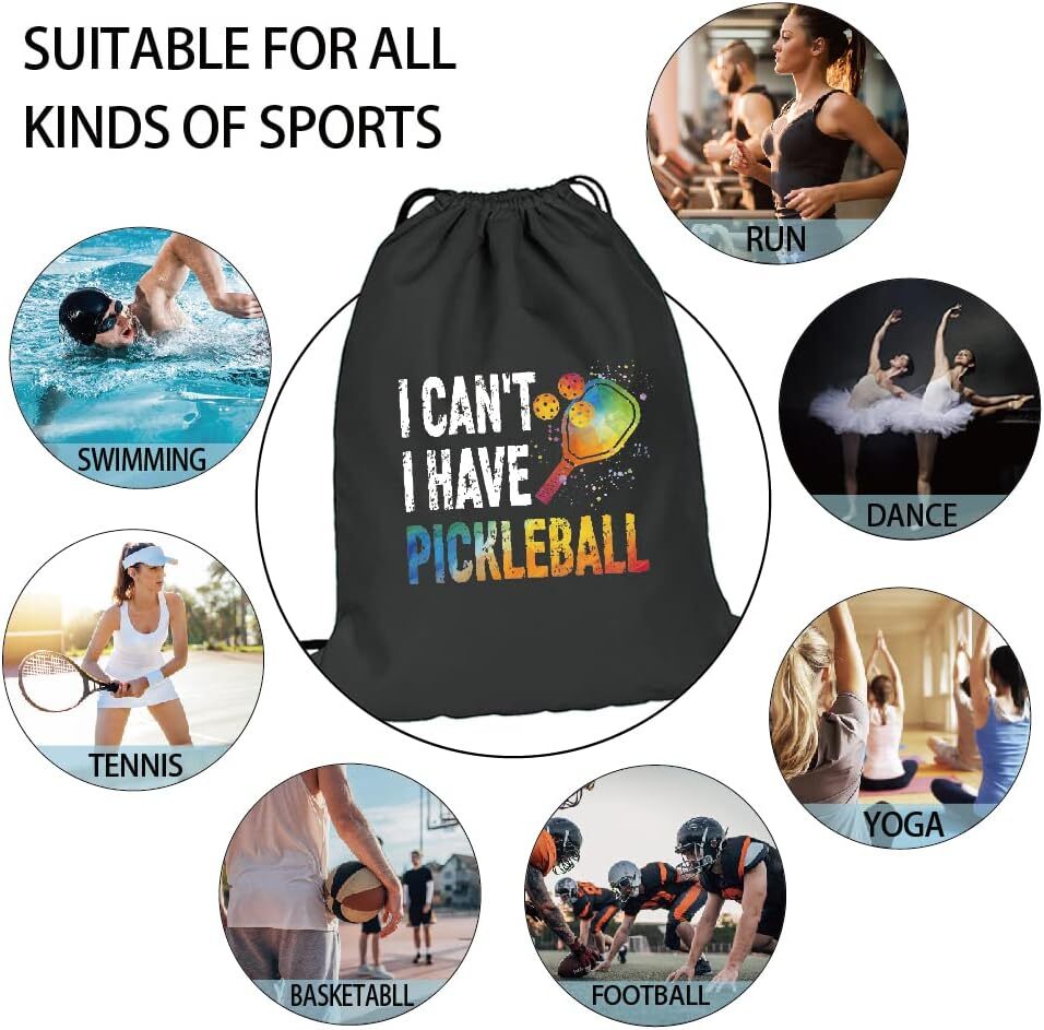 I Can I Have Pickleball Repeat Drawstring Waterproof Backpack, Pickleball...