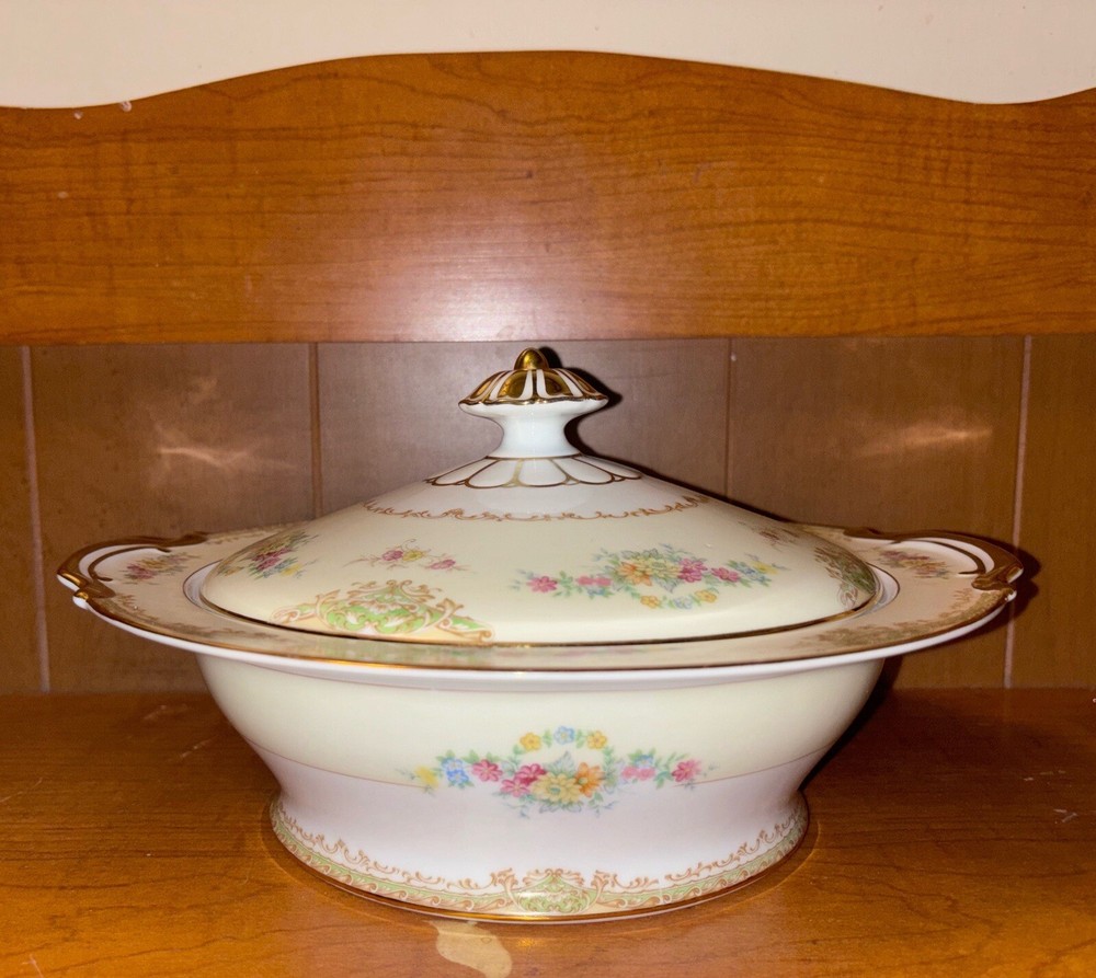 Noritake “Bellodgia” Pattern Tureen with Lid and Creamer, Tea Cup