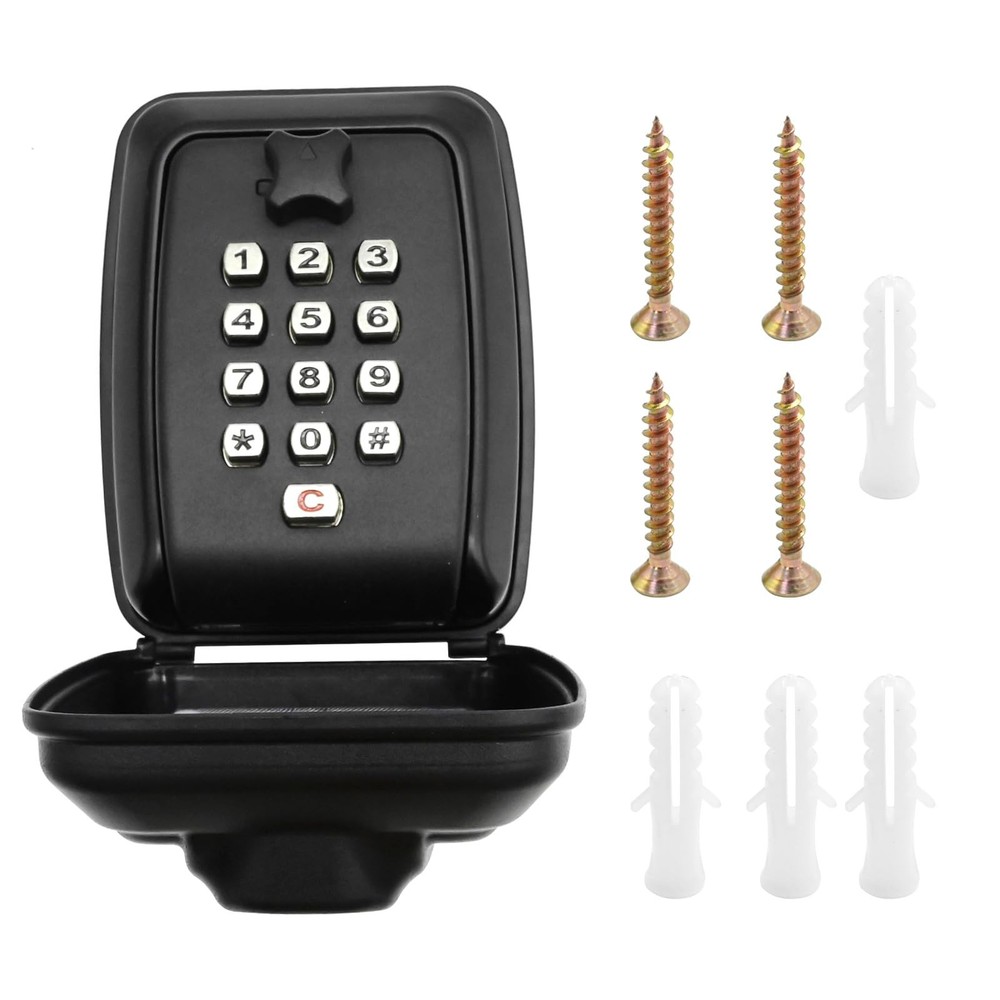 Key Lock Box Large Capacity 9 Digit Combination Lock Box Weatherproof Securit...