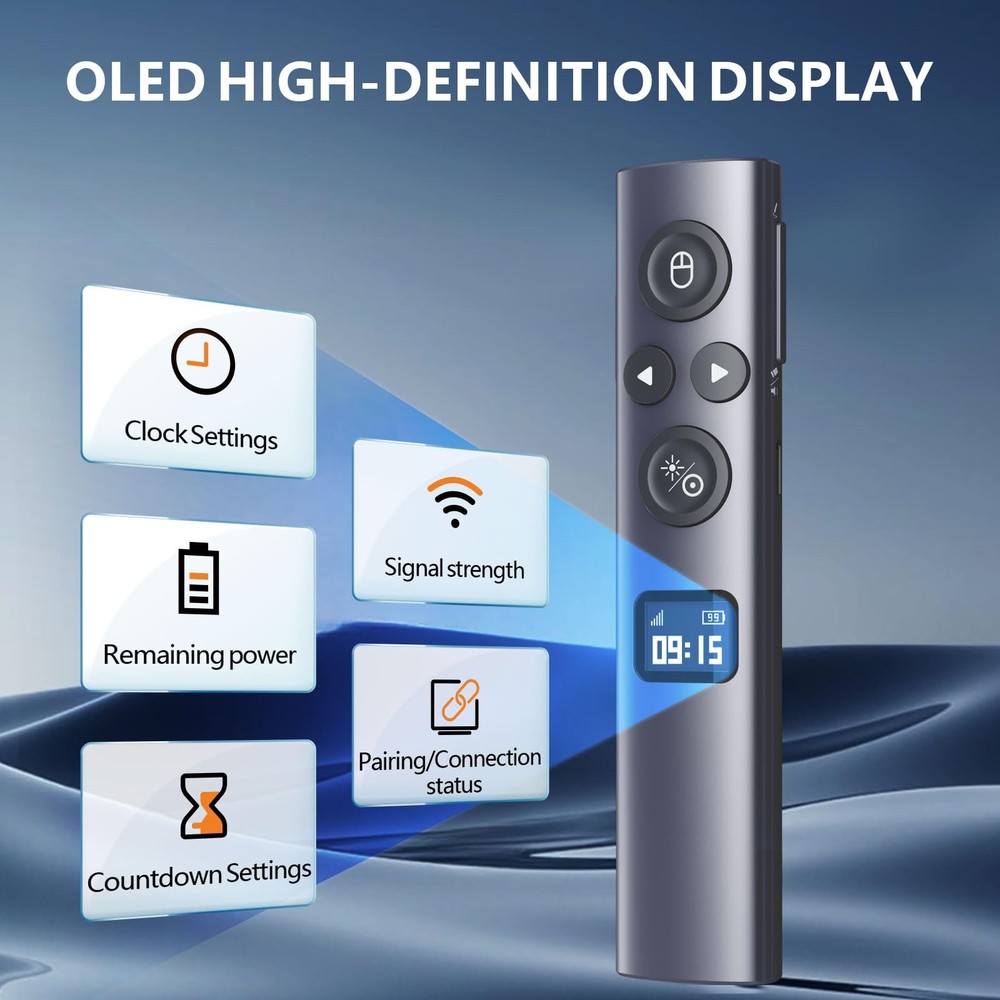 Wireless Presentation Clicker with Digital Pointer & Timer for TV/Projector