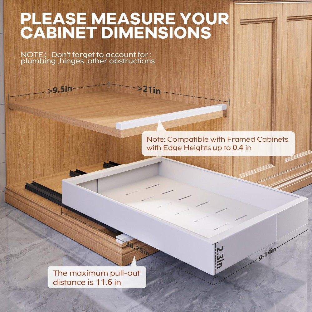 Organize Deep Cabinets Instantly - 4 Pack Pull Out Drawers