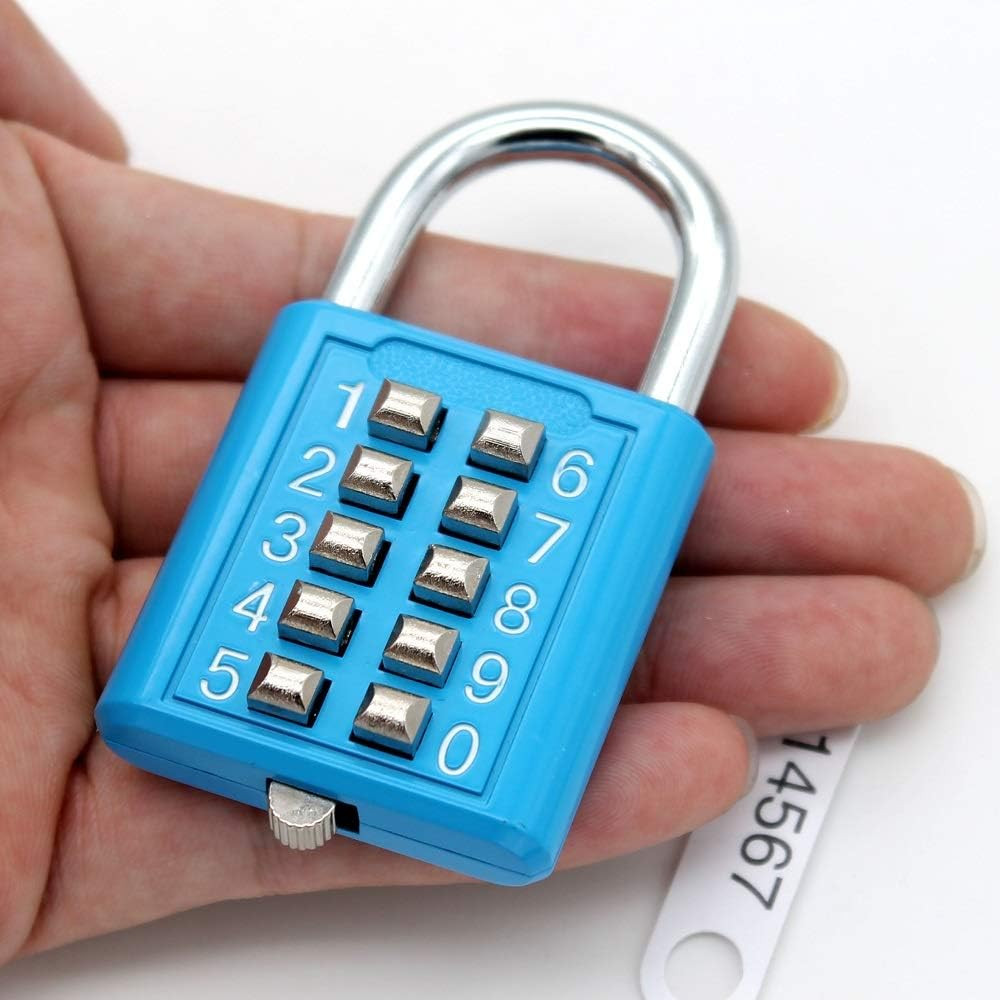 10 Position Button Combination Padlock, 5 Position Locking Mechanism, Bluexi15:1