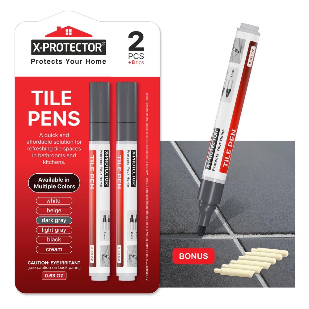 Water Based Grout Marker - 2 PCS with 8 Tips, Dark Gray