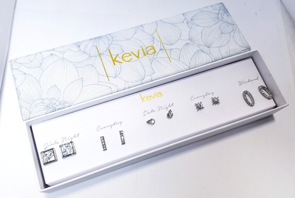 Kevia Five Piece Earring Set - White