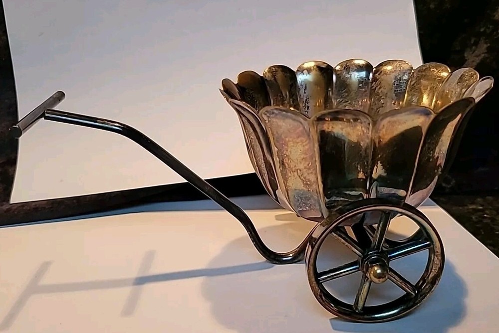 Vtg. Silverplate Wheeled Wagon Caddy, Server. Italy